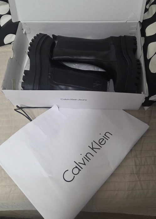 calvin klein ghete de piele cu platforma