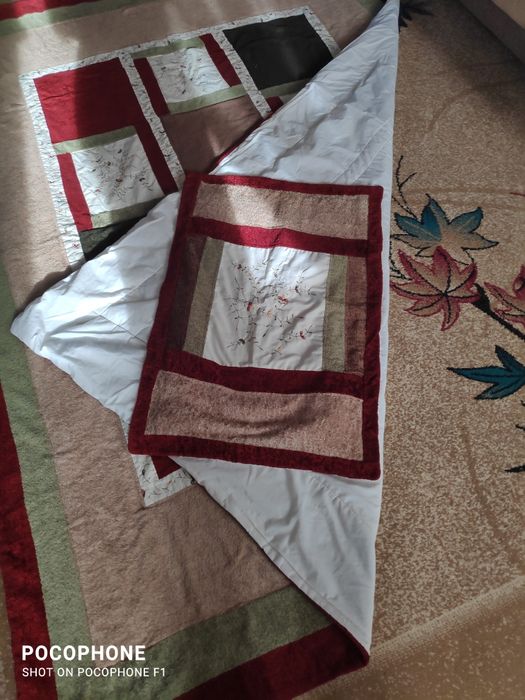 Покрывало с подкладом и 1 наволочка для подушки 50х70