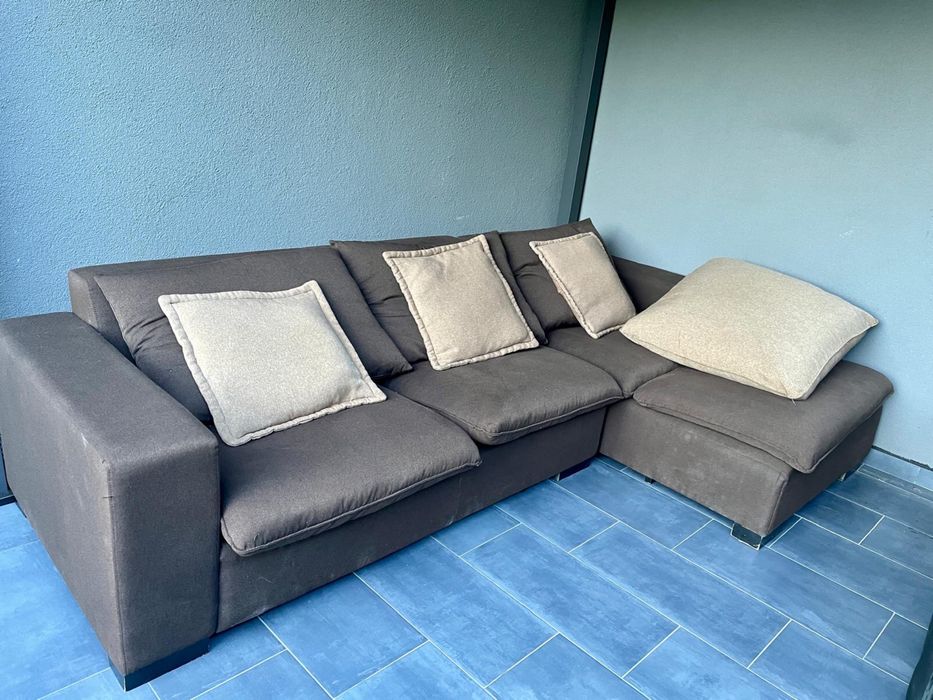 Vand coltar maro cu perne detasabile