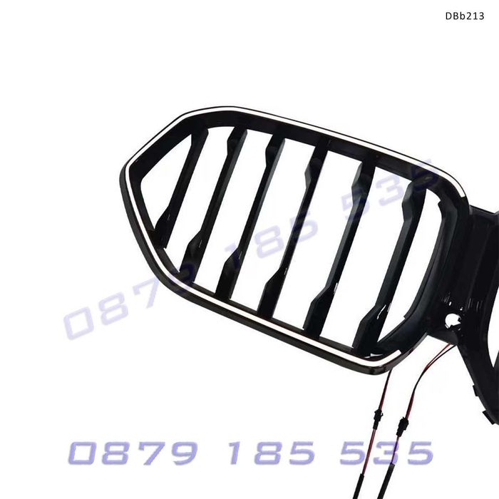 Единични тунинг бъбреци с LED светлина BMW X6 G06 LCI 2023-2025, черни – DBb213 лед светещи предни решетки бмв х6 г06