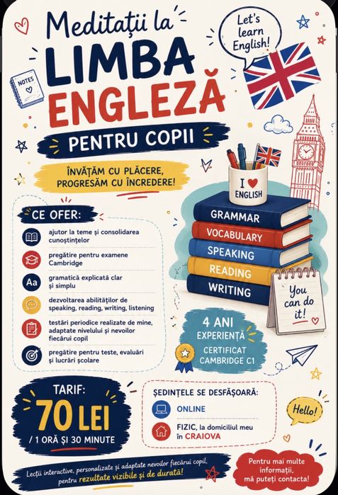 Meditatii Engleza Online/Fizic
