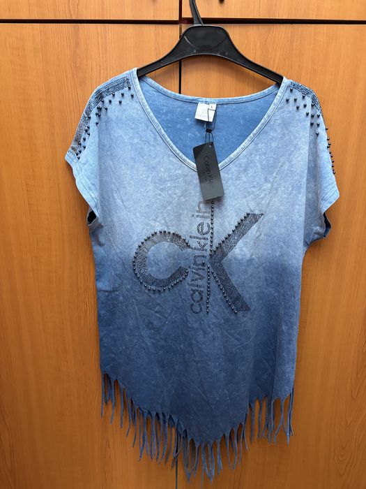 Tricou albastru bumbac in degradé