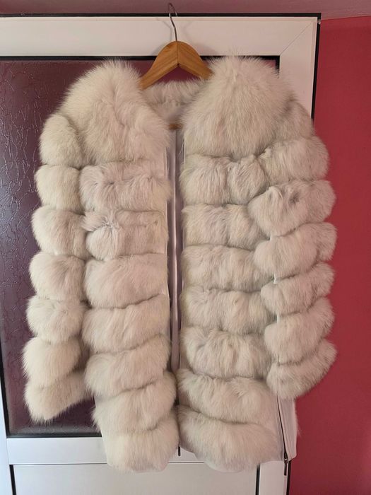 Палто 3в 1 от естествена кожа и пух от лисица! Размер с/м