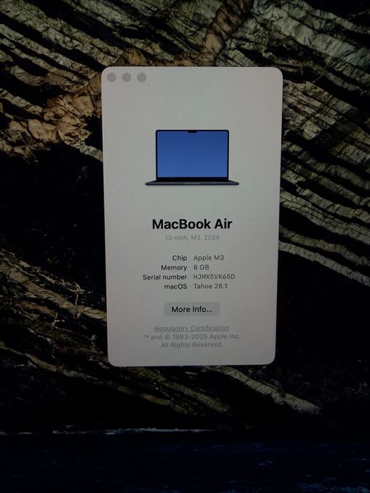 Лаптоп Apple - MacBook Air 13, 13.6'', М3 8/8, 8GB/256GB, Midnight