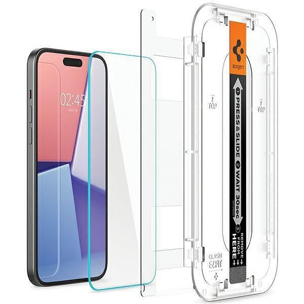 Spigen glas.tr iphone 15 6.1" "ez fit" clear tempered glass agl06907