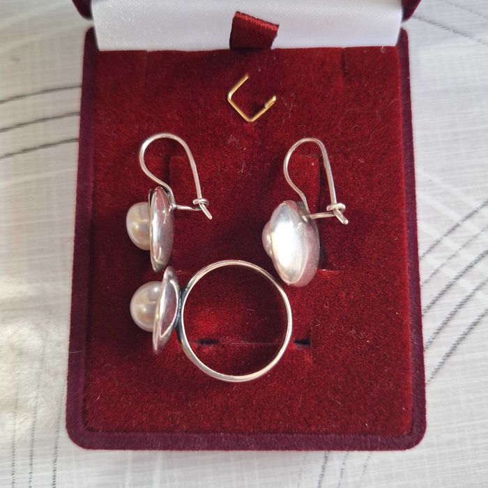 Сребърен комплект с перла