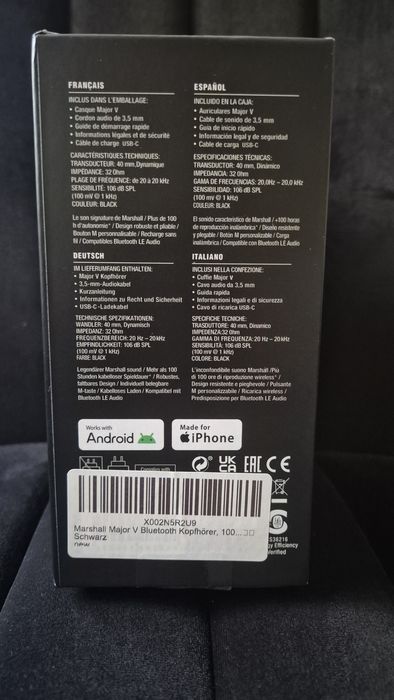 Căști On-Ear Marshall Major V Bluetooth, Negre – Noi, Sigilate