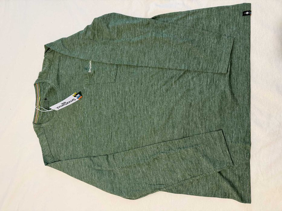 Продавам нова мъжка блуза от мерино вълнa Smartwool Merino Hemp Blend Gear Up Long Sleeve Graphic Fern Green Heather, размер XL
