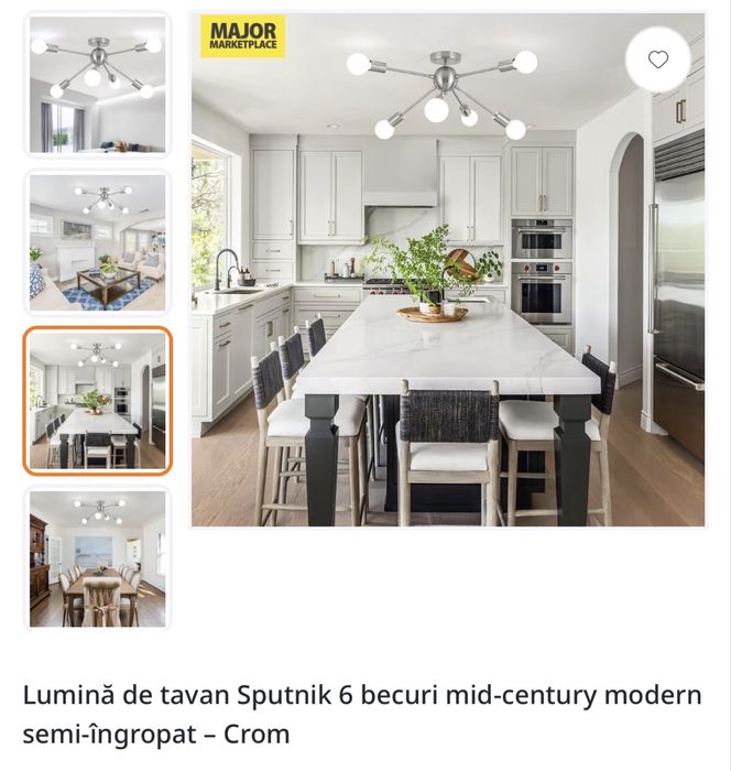 Lampa de tavan Sputnik 6 becuri crom