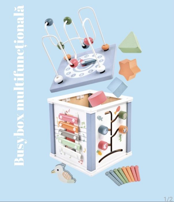 Jucatie din lemn Cub  Montessori 9 in 1