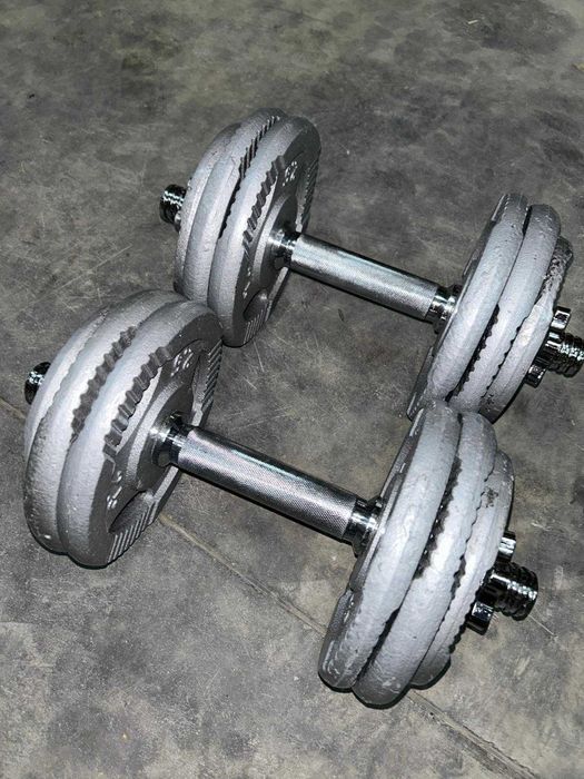 Set gantere reglabile din fontă cu prindere 30 kg - 2 x 15kg