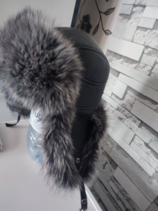 Шапка мех с кожзам