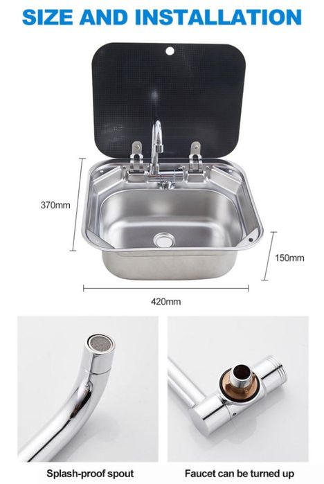 Chiuveta completa cu baterie și canalizare pt rulota, camper