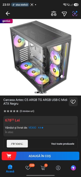 Carcasa Antec C5 ARGB TG ARGB USB-C Midi ATX Negru