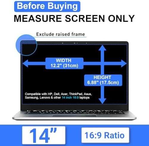 Нов Privacy филтър за лаптоп 14" 16:9 анти шпиониране и синя светлина