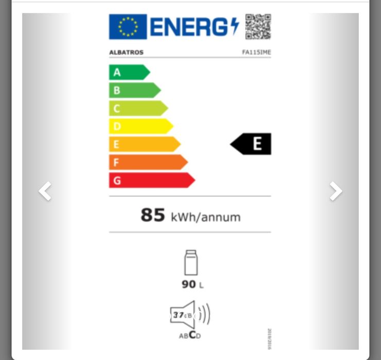 Frigider Arctic FA115IME, 90 l, Clasa E, Motor Inverter, Termostat reglabil, Alb