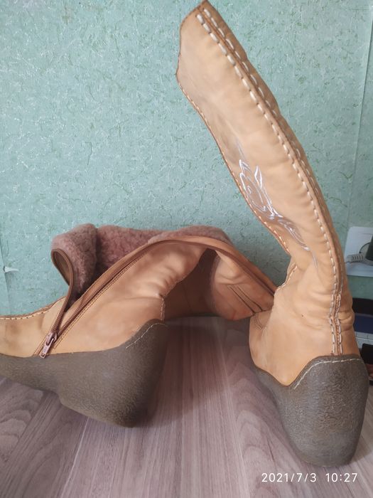 Натуральные Кожанные зимние сапоги