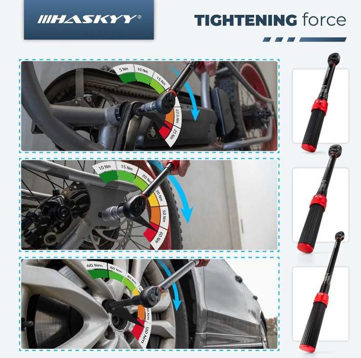 Комплект динамометрични ключове 5-25 Nm / 10-60 Nm / 40-220 Nm