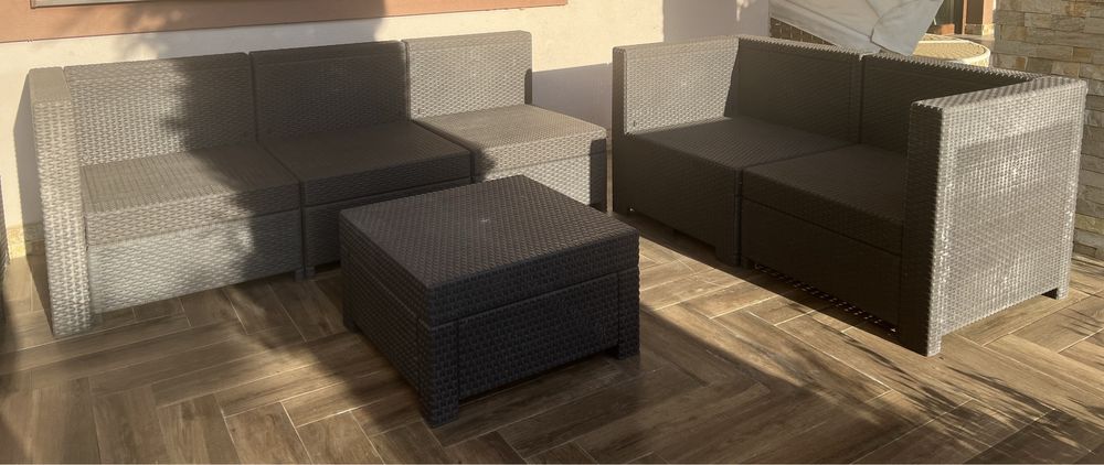 Set terasa coltar modular cu masa