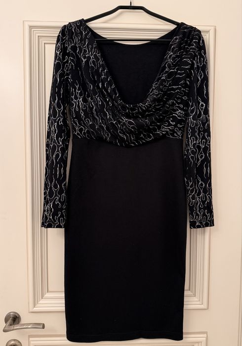 Rochie eleganta MAIOCCI - detalii argintii, spate decoltat, S