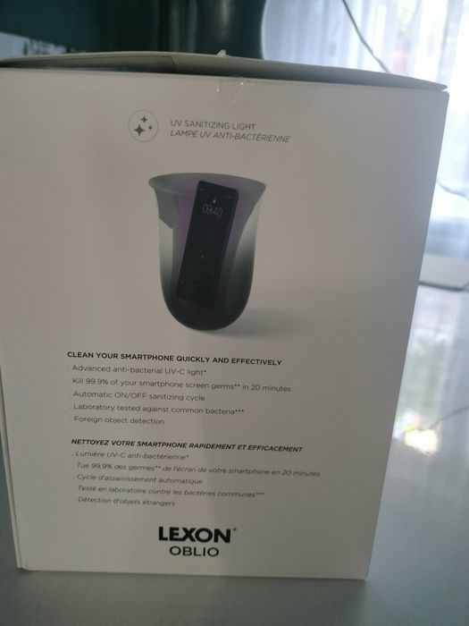 Incarcator wireless cu sterilizator UV Lexon Oblio, 10W, Negru Lucios