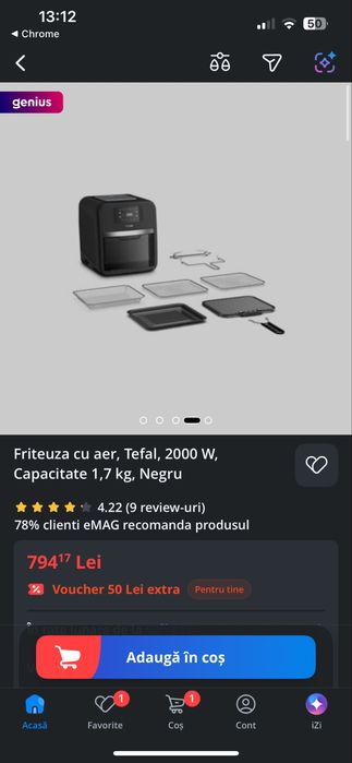 Fripteuza tefal cu aer cald cuptor