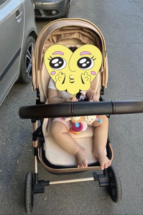 Carucior copii roz gold