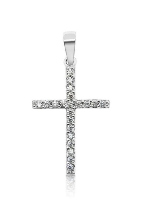 Cruciuliță din aur alb 14 kt, cu lănțișor și certificat de garanție!