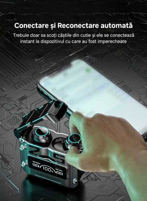 Căști TWS M25 cu Powebank 1200mAh.  Microfon. Muzică/gaming.Waterproof