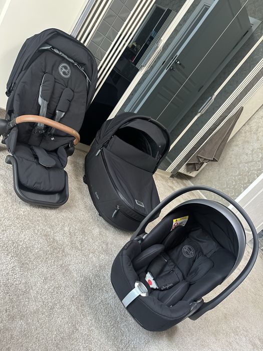 Количка Cybex Priam 4 Chrome  Brown кафява кожа+скеле на седалка