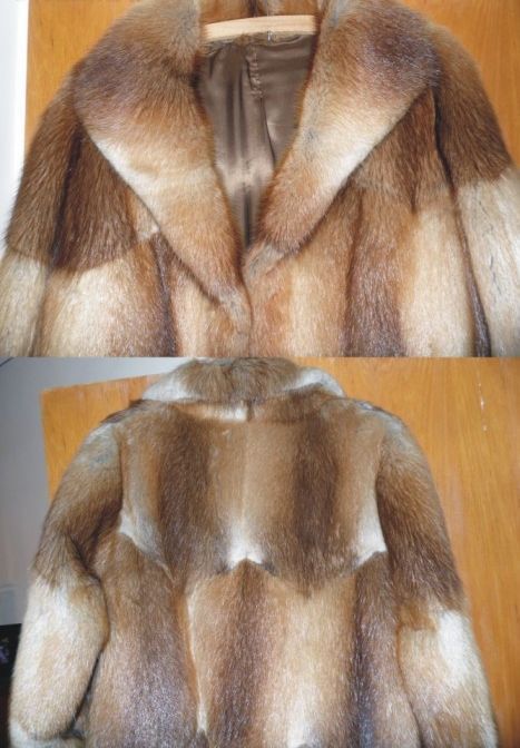 Haina dama blana naturala de bizam, lunga, masura 44 - ca noua