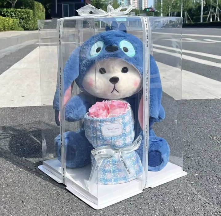 Мишка стич с капюшоном 30 см