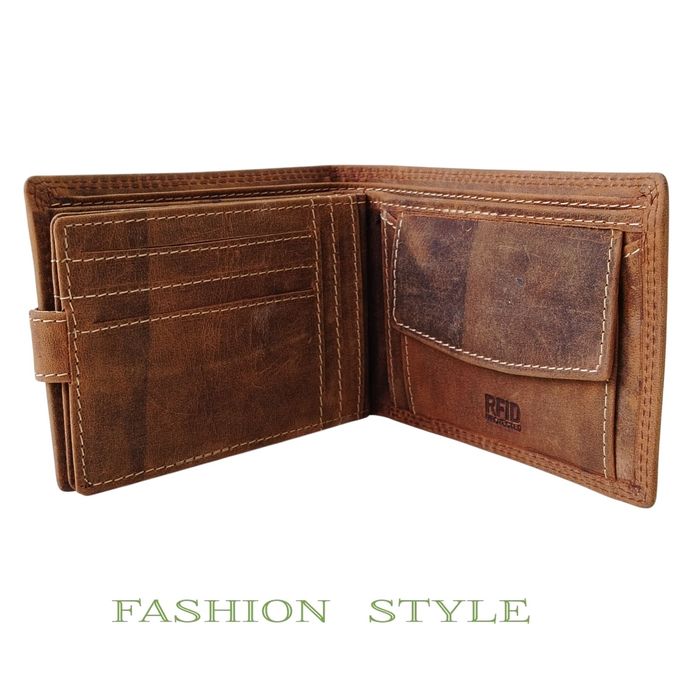 Мъжки портфейл от естествена кожа в черен и кафяв цвят