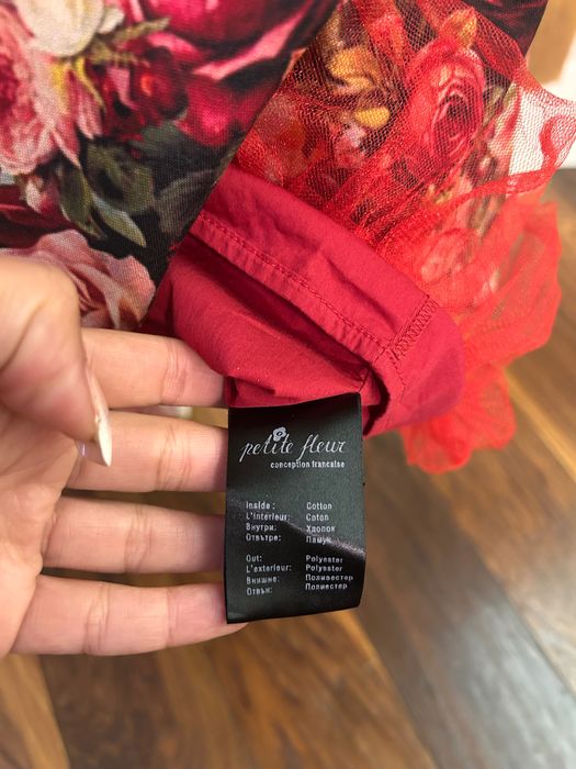 Детска червена рокля Petite fleur