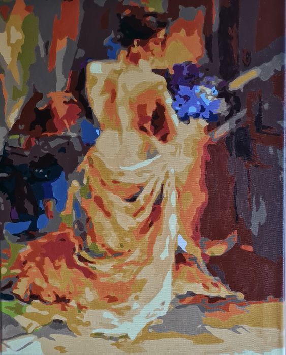 Tablouri pictate cu drag, în tehnica goblenului.