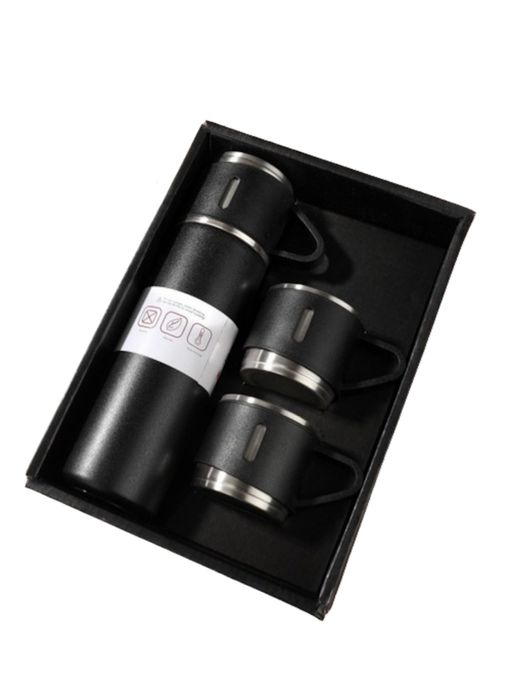 Луксозен Комплект Термос 500 мл с 3 Чаши с Дръжка и Топлоизолатор