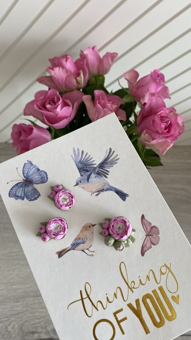 Обеци и пръстен с декор от полимерна глина