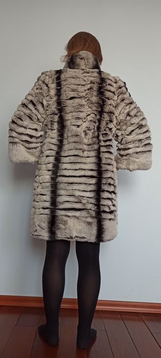 Haină de blană naturală de iepure rex chinchilla