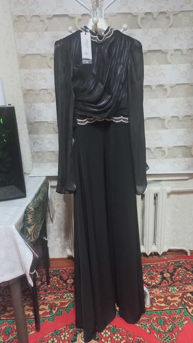 Vecherniy ko'ylak, qora, uzun, turkiya