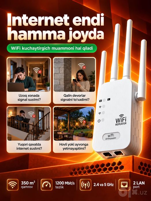 WiFi kuchaytirgich/Усилитель сигнала WiFi, репитер 300 Мбит/с