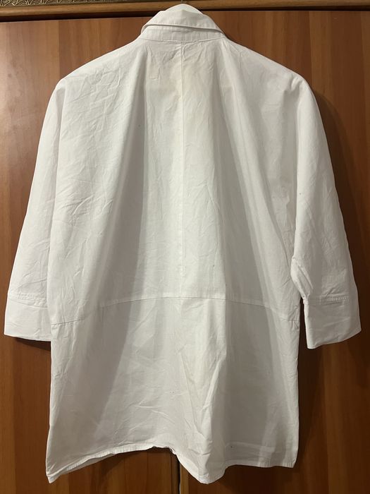 Camasa lunga alba, maneci 3/4, eleganta din bumbac Sinsay