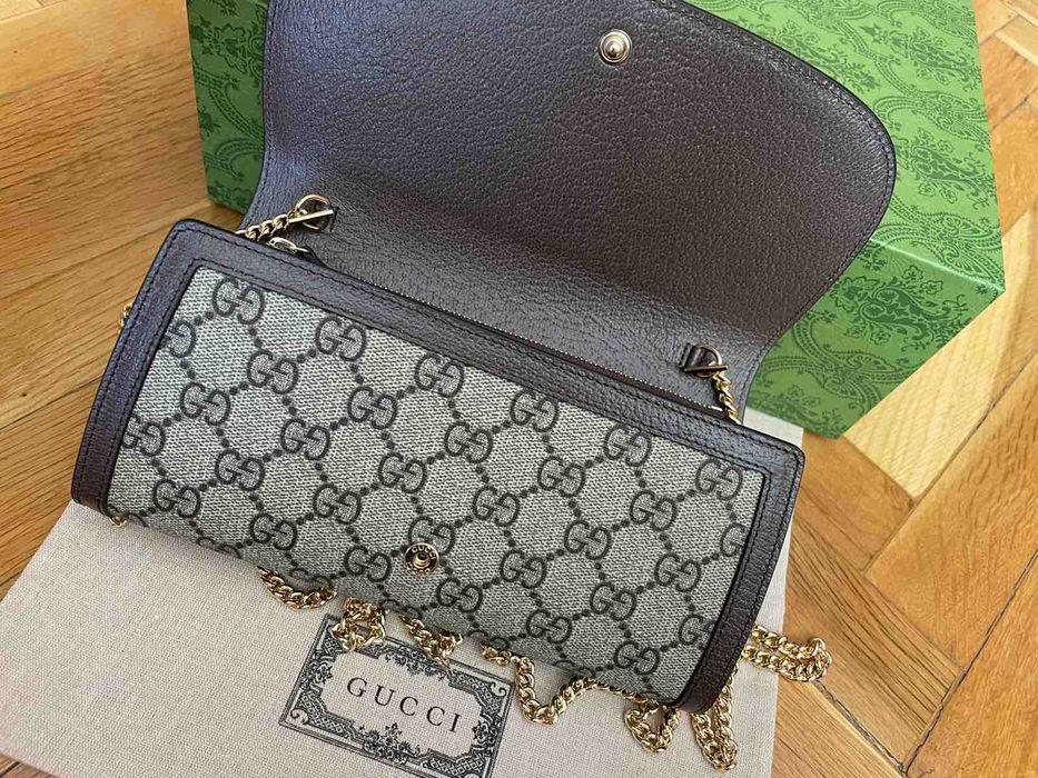 Дамска Мини чанта Gucci Blondie Гучи GG Бежов Canvas Златно Gold лого