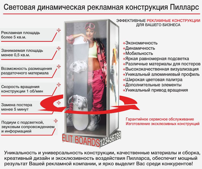 Уникальная рекламная конструкция Пилларс