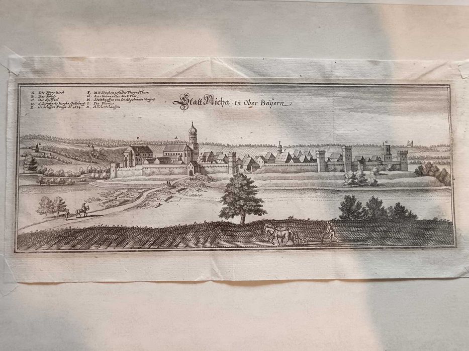 Немска гравюра от 17 в. – „Statt Aicha in Ober Bayern“ от M. Merian