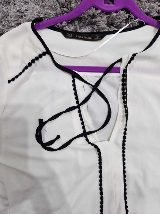 Camasa Zara M culoare alb +camasa maneca lunga roz/albastru