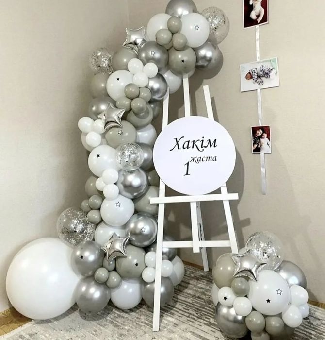 Фотозона оформление шарами баннер