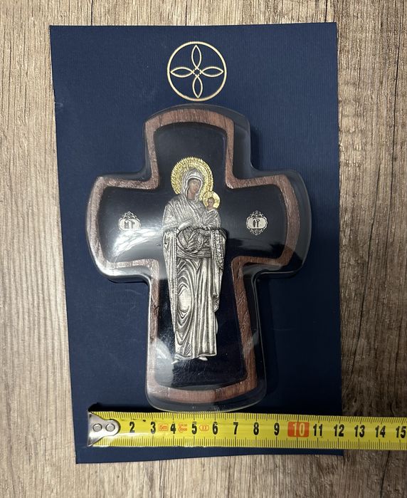 Cruce icoană Maica Domnului Pantanassa, argint 925 + aur 24K, IHTIS IKONE