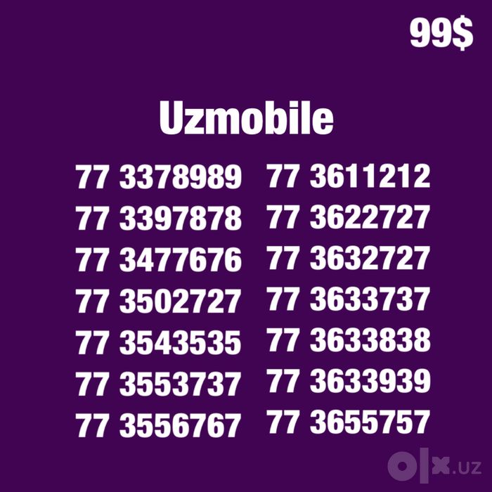 Uzmobile gold chiroyli raqamlari/Золотые  Красивые номера Узмобайл
