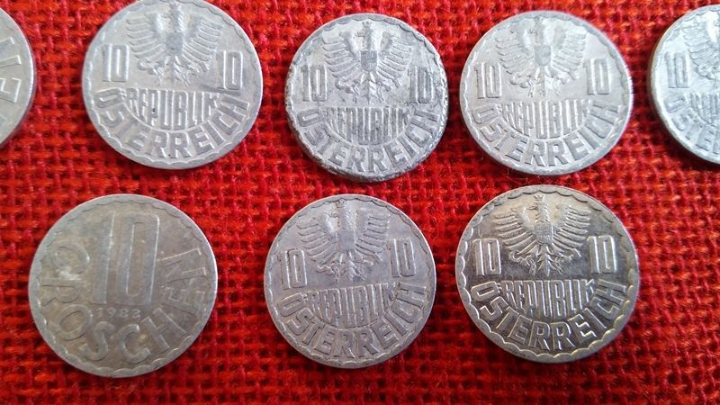 Австрийски монети, 15 броя, емисии от 1962г. до 1993г., много запазени