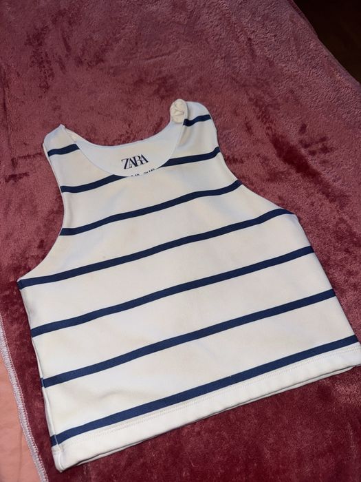 Детски къс потник / кроп топ ZARA – 140 см (9-10 г.) на райета